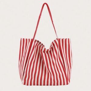 New Red Striped Canvas Bag